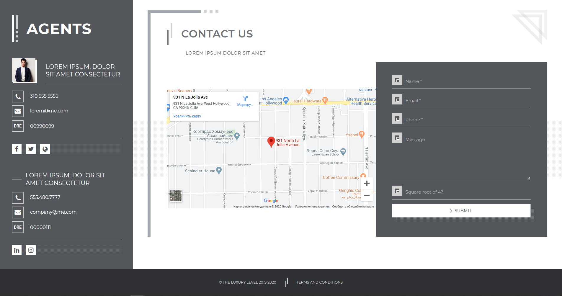 Contact section + Agents panel