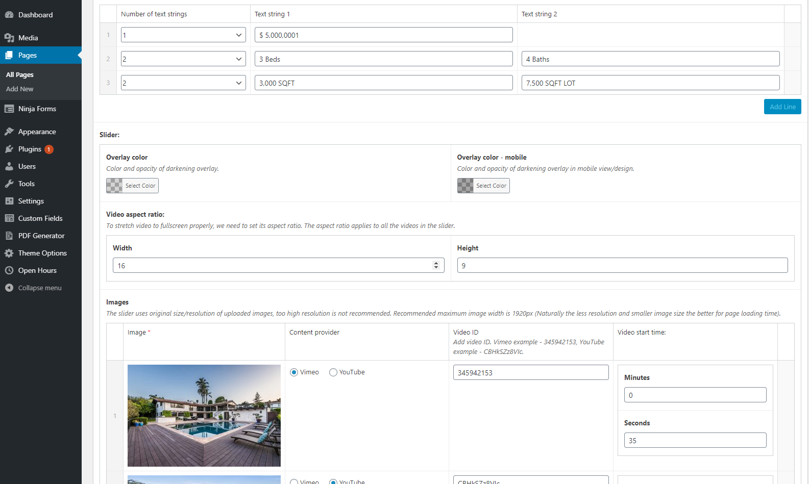Home page editing screen